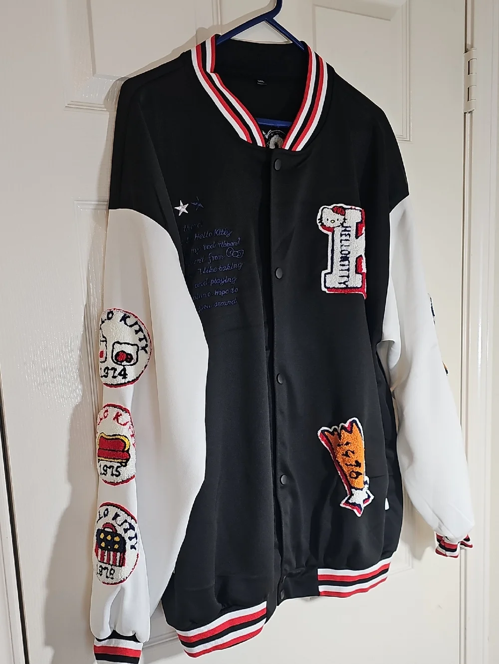 New Sanrio 2XL & 1X Hello Kitty 1976-2005 Colorful Patchwork Varsity Jacket - Picture 14 of 16